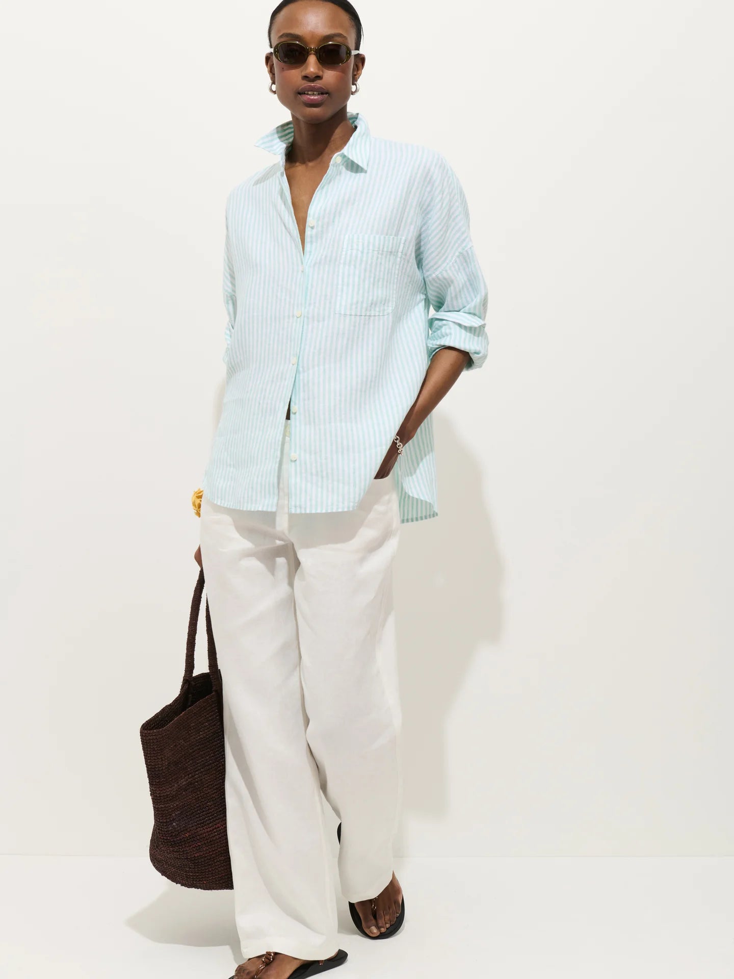 Jo Striped Shirt - Seaglass/Ivory