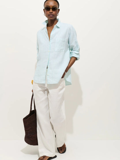 Jo Striped Shirt - Seaglass/Ivory