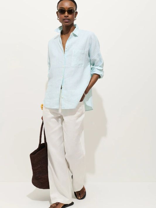 Jo Striped Shirt - Seaglass/Ivory