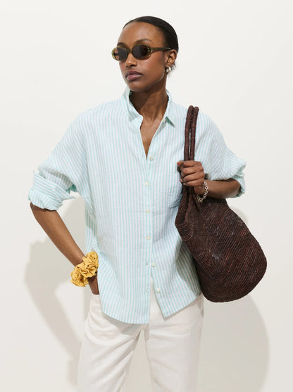 Jo Striped Shirt - Seaglass/Ivory