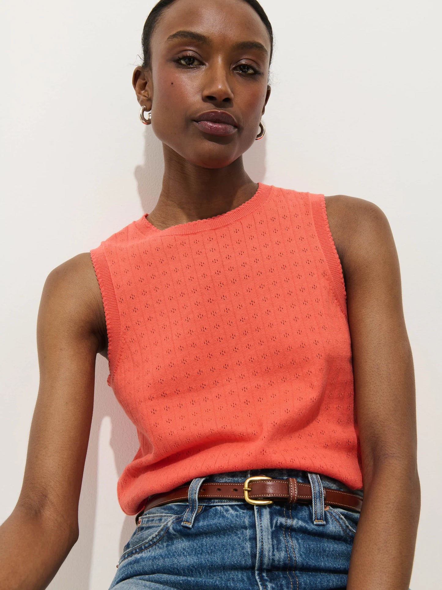 Odette Sweater Tank - Coral.