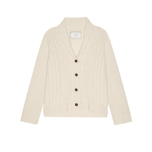 The Cashmere Cable Lodge Cardigan - Cream