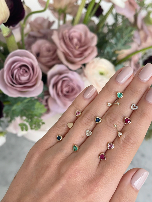 14K Baby Gold Heart Stud