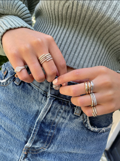 14K Full Cut Diamond Arc Stack Ring