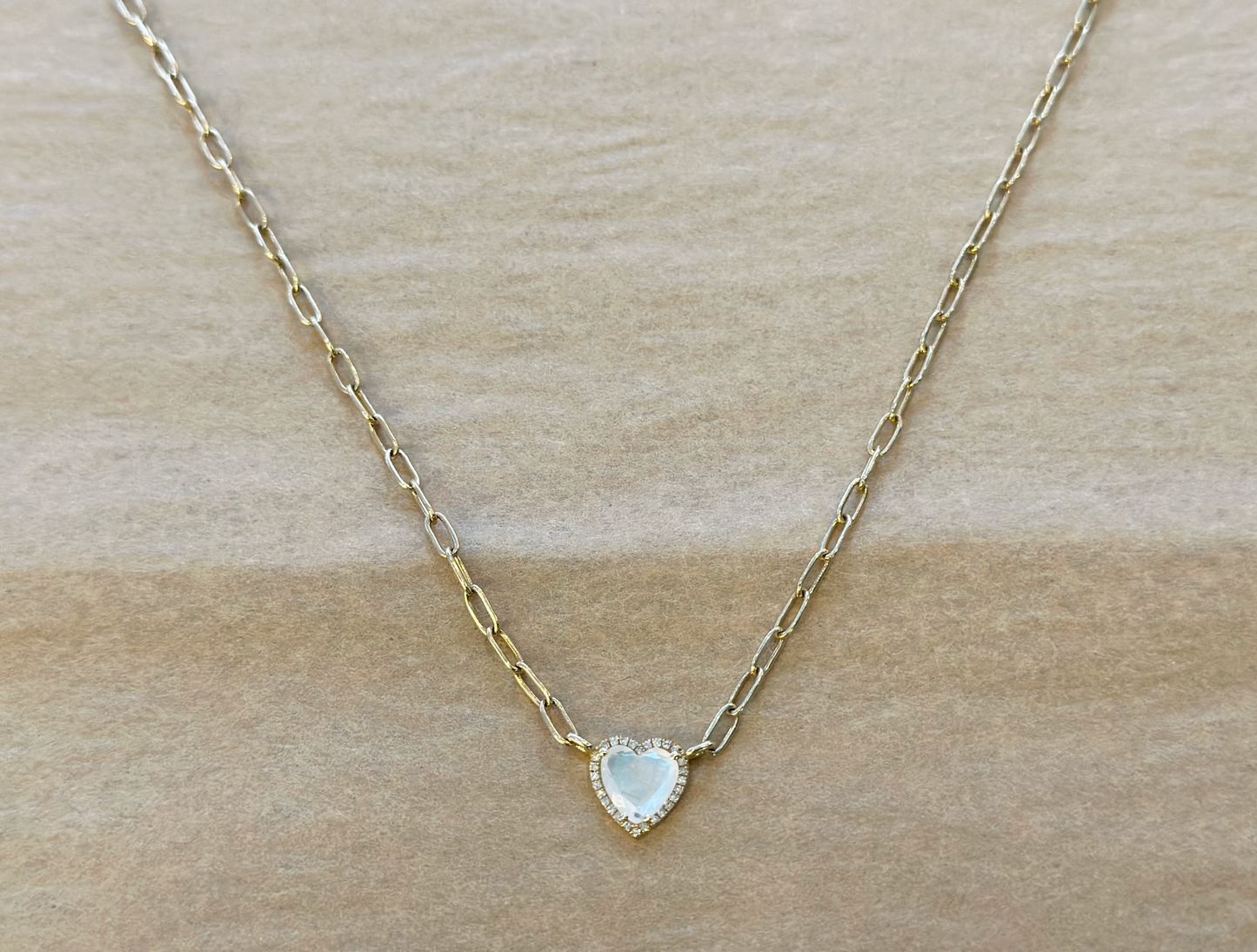 Heart Moonstone Diamond Necklace