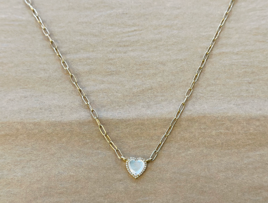 Heart Moonstone Diamond Necklace