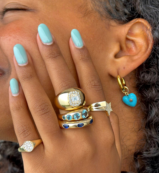 14K Gold Sapphire Donut Ring - Size 7