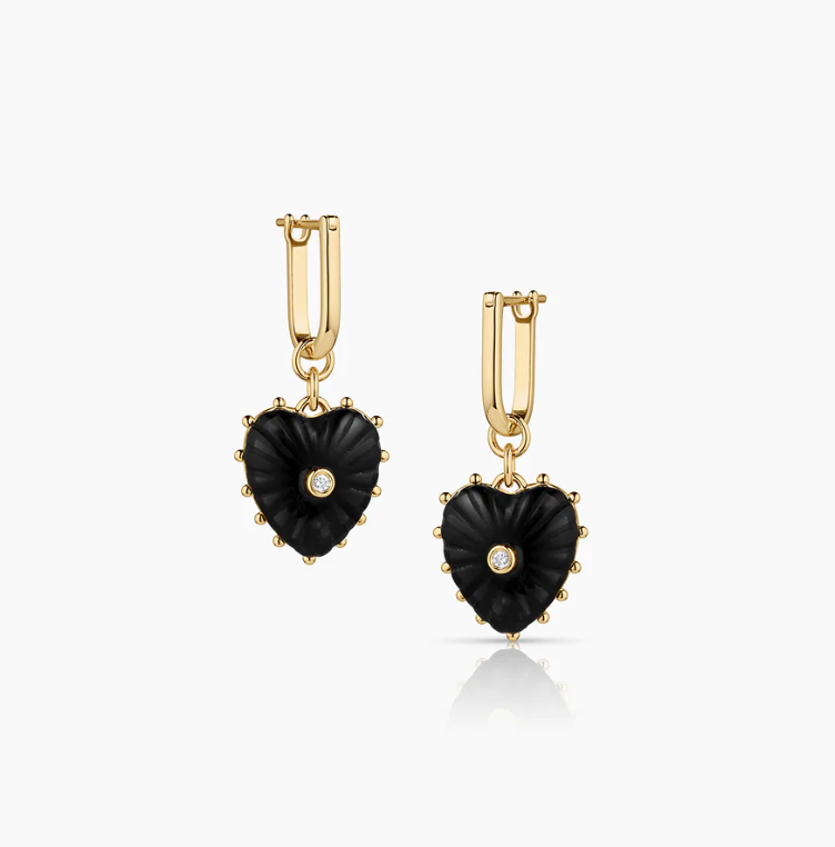 Isabel Onyx Heart Earrings