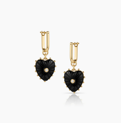 Isabel Onyx Heart Earrings