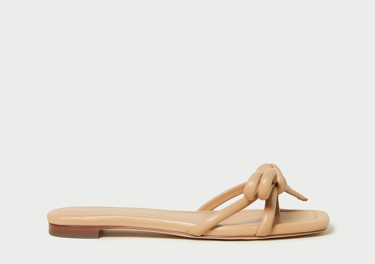 Hadley Leather Bow Flat Sandal