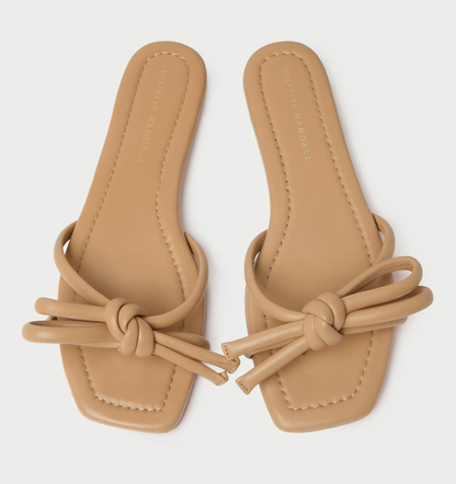 Hadley Leather Bow Flat Sandal