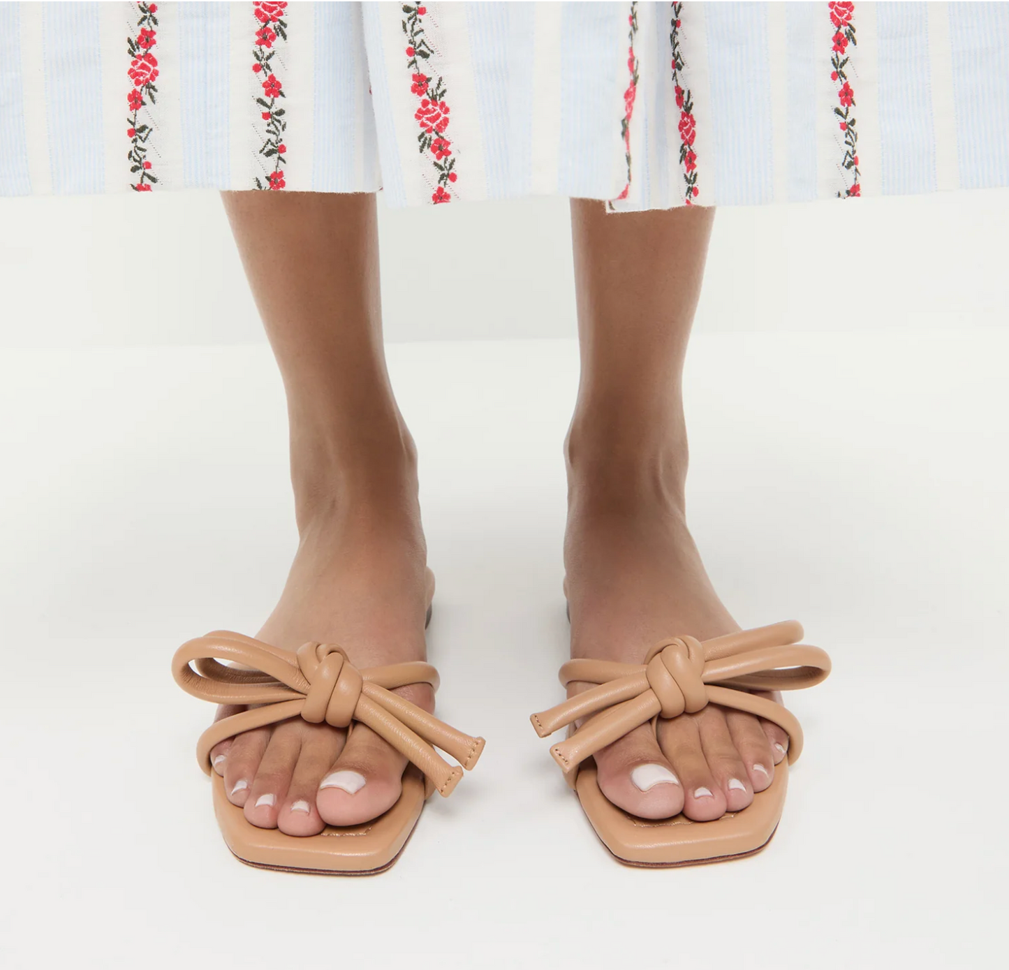 Hadley Leather Bow Flat Sandal
