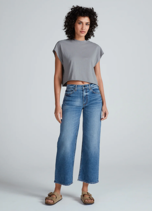 Mid Rise Crop Wide Leg